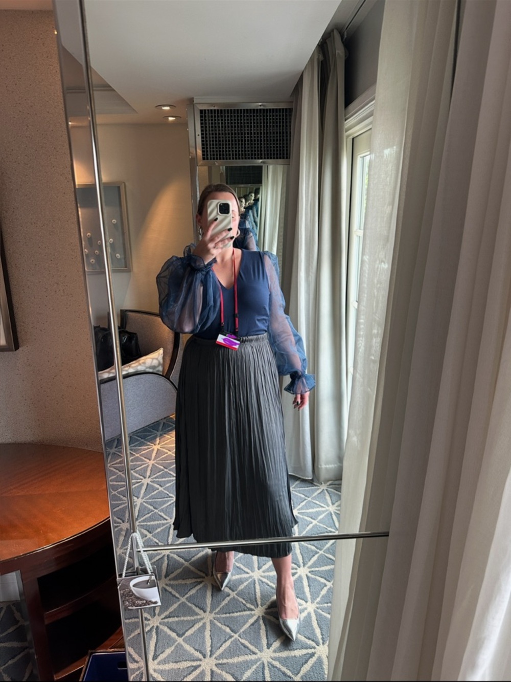Zara Dark Gray Crinkled Circle Skirt